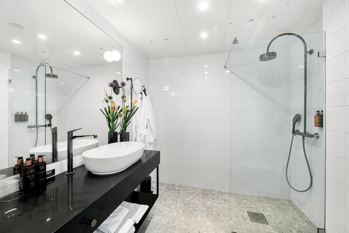 suite | bathroom | shower, free toiletries, hair dryer, towels
