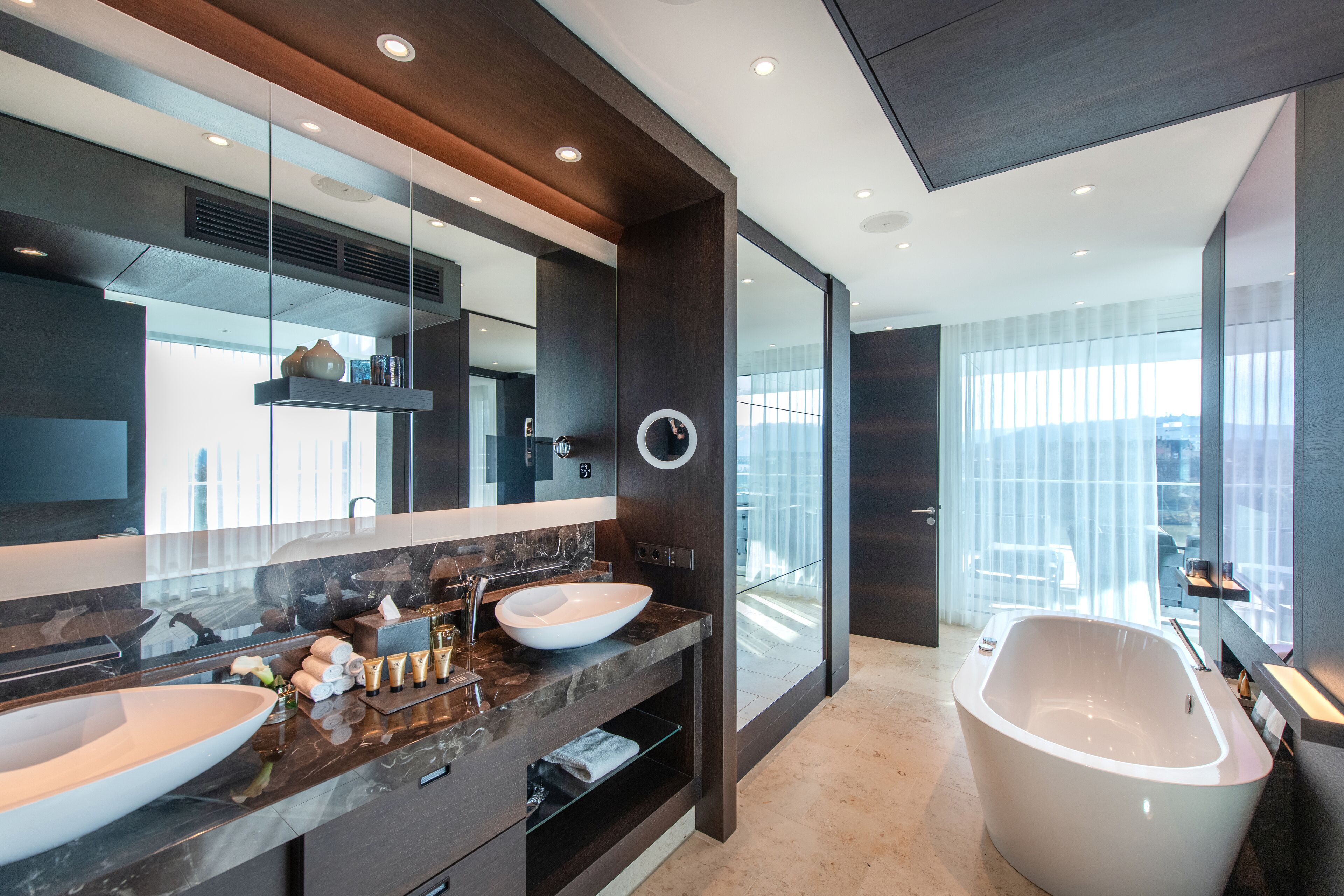 free toiletries, hair dryer, dressing gowns, slippers