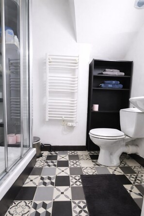 Dusche, Haartrockner, Handtücher