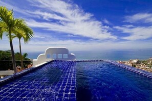 An infinity pool, a rooftop pool