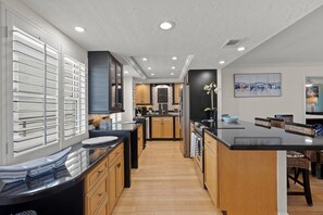 Fridge, microwave, oven, dishwasher