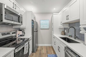 Fridge, microwave, oven, dishwasher