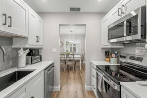 Fridge, microwave, oven, dishwasher