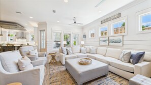 Smart TV, fireplace, table tennis, books