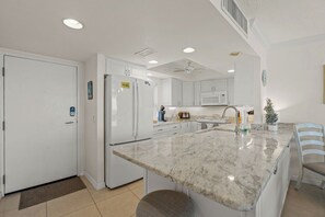 Fridge, microwave, oven, dishwasher