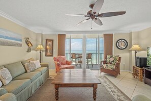 Flat-screen TV, DVD player