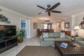 Flat-screen TV, DVD player