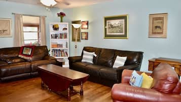 Smart TV, DVD player, books, video library