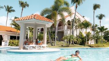 2 outdoor pools, open 9:00 AM to 9:00 PM, pool cabanas (surcharge)
