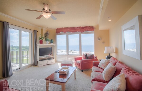 Condo, 2 Bedrooms, Hot Tub | Living room | TV, DVD player - Sienna-Sienna 602 (Gulfport)