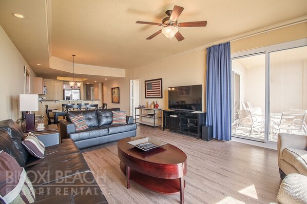 Condo, 2 Bedrooms, Hot Tub | Living area | TV, DVD player