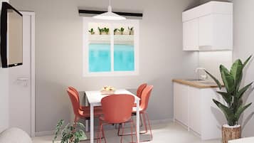 Superior Two Bedroom Apartment with Pool View - Ground Floor | Privékitchenette | Een koelkast, een kookplaat, een koffiezetapparaat/waterkoker