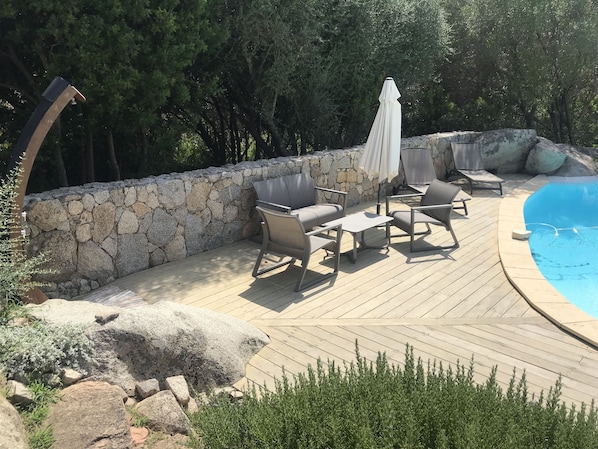 Outdoor pool, a heated pool - Villa porto Vecchio heated pool 800 from the beach cabanon bleu (porto vecchio)