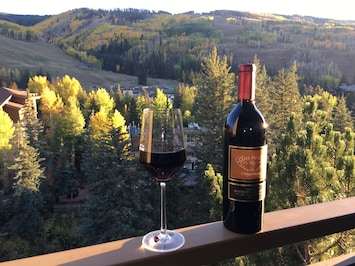 Enjoy a glass of wine from your private balcony 