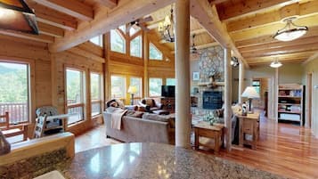 Smart TV, fireplace, video games, DVD player