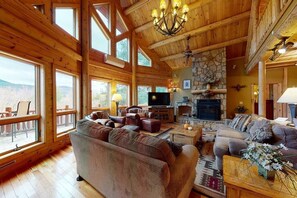 Smart TV, fireplace, video games, DVD player