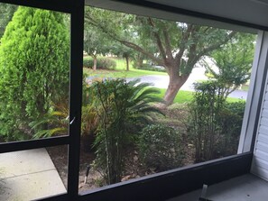 Enjoy a serene view of the beautifully maintained garden from the comfort of your room.