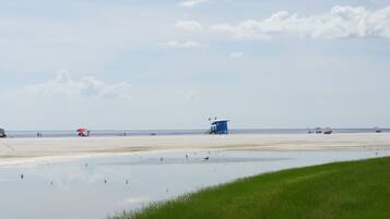 Chaises longues, serviettes de plage