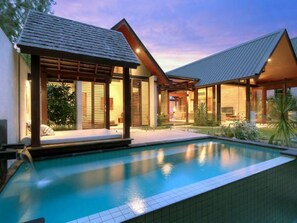 2 outdoor pools, pool umbrellas, pool loungers
