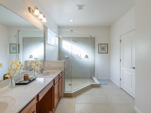 Family Villa, Hot Tub, Garden Area | Bathroom | Rainfall showerhead, hair dryer, towels, toilet paper - Fv86992 - Solterra Resort - 6 Bed 5 Baths Villa (Davenport)