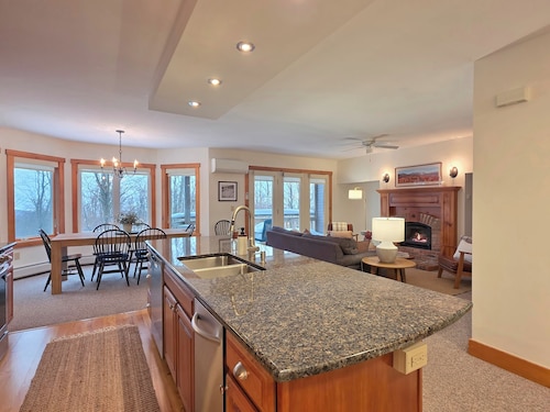 Spacious ski-in, ski-out 2-BR Jay Peak Village Condo, right on trail. A/C incl.!