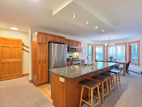 Spacious ski-in, ski-out 2-BR Jay Peak Village Condo, right on trail. A/C incl.!