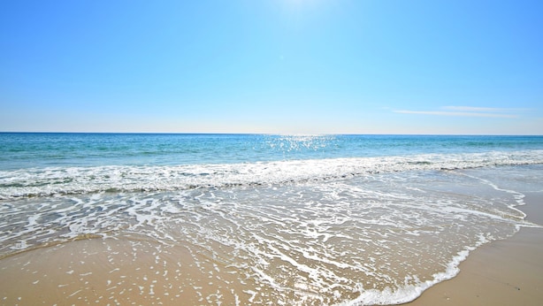 A beach with clear skies and sunlight reflecting on the water. - Duplex- What if I told you…You CAN afford Paradise! Make the Call today! 🤙 (Gulf Shores)