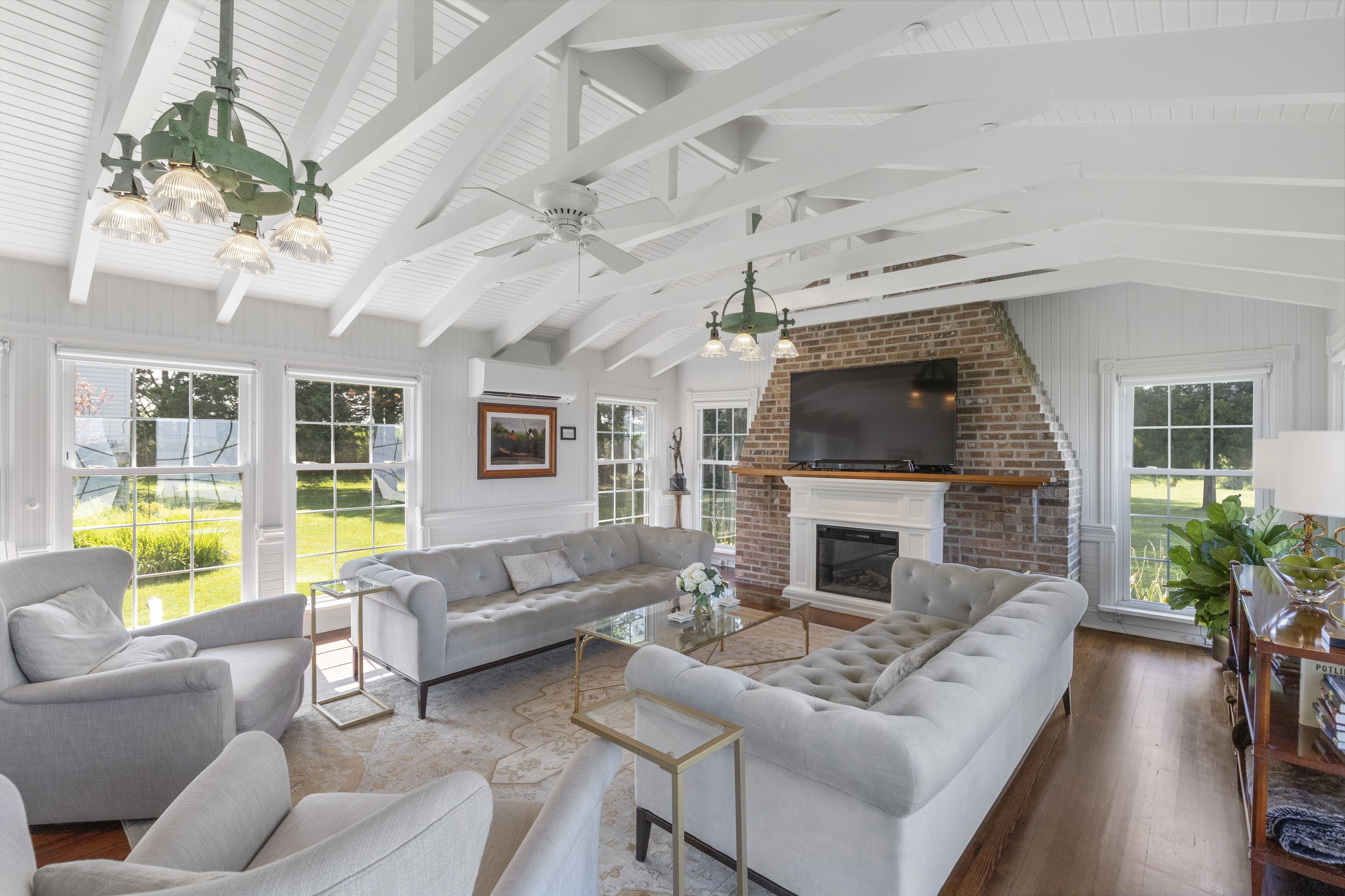 Smart TV, fireplace, video games, books