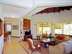Smart TV, DVD player, books, video library