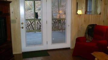 Smart TV, fireplace, DVD player, books