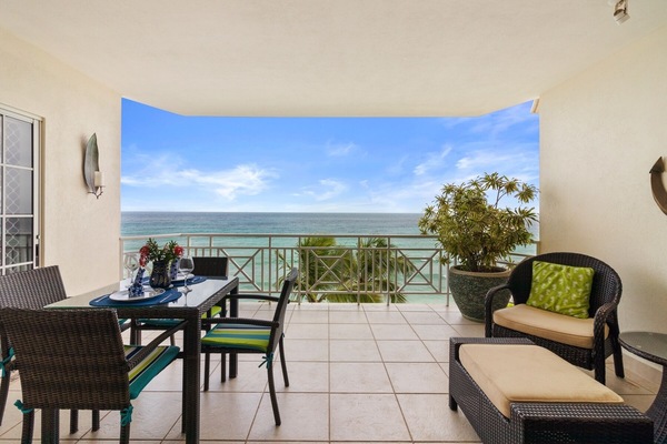 Terrace with east to west ocean/beach viewing