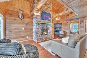 Interior - Tri-state Corner Cabin with a fire pit, hot tub, & indoor pool! (Bryant)
