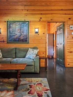 TV - Romantic Creek Cabin with Hot Tub (Bismarck)