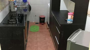 Fridge, stovetop, cookware/dishes/utensils