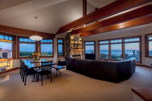 Smart TV, fireplace, music library, video library