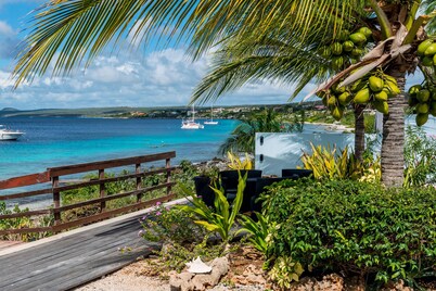 Luxury oceanfront villa, full AC private pool, direct ocean access, great diving