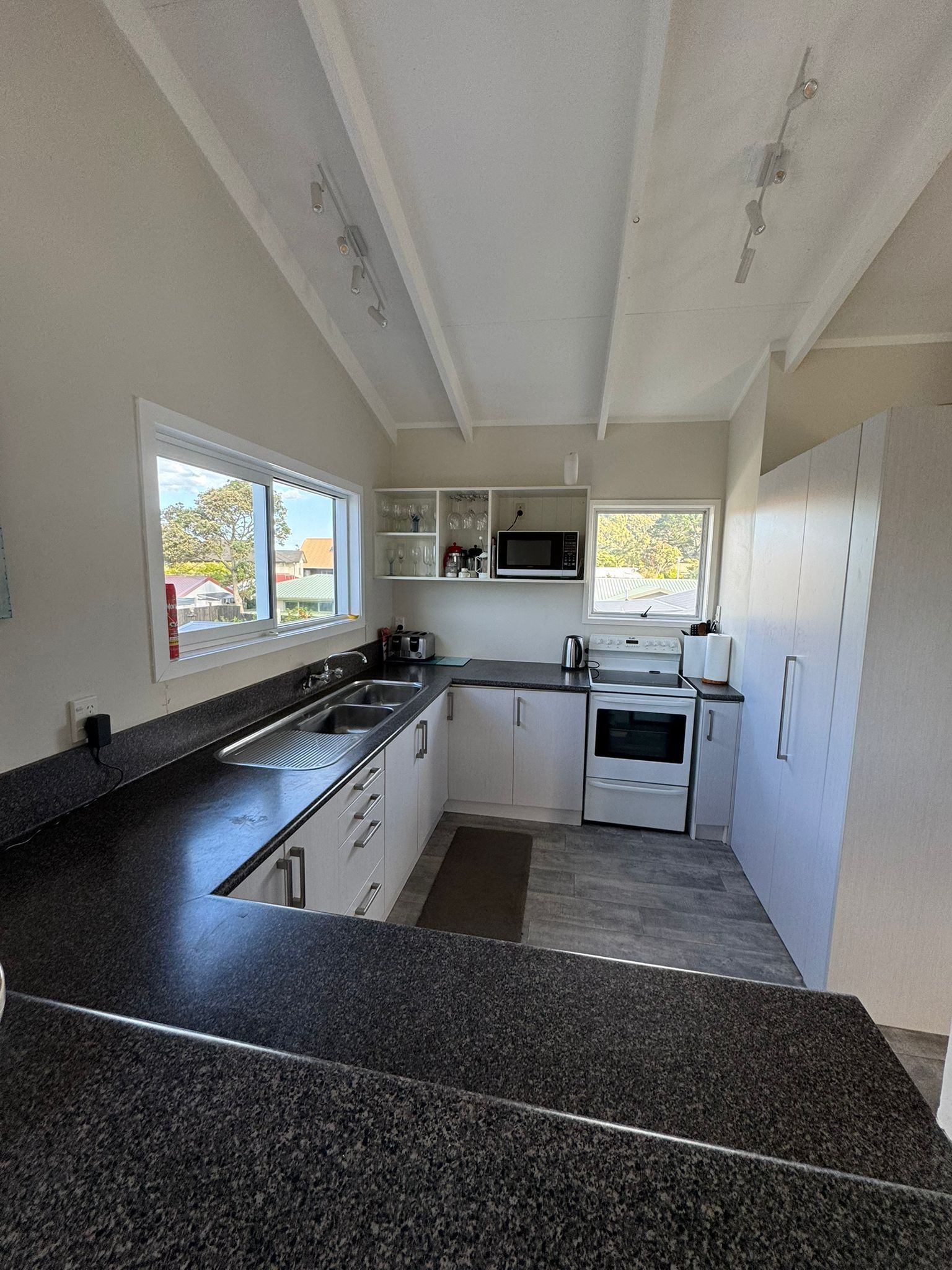 Fridge, microwave, oven, electric kettle