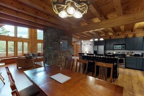 Fridge, microwave, oven, stovetop - Grand Ebs View Lodge, Ultimate Log Luxury, Stunning Views, Hot Tub & Sauna, EV Charger, 3D Tour (Jay)
