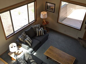 Smart TV, fireplace, DVD player, books