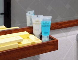 Deluxe Quadruple Room, 2 Queen Beds, Mountain View | Bathroom | Shower, free toiletries, hair dryer, slippers