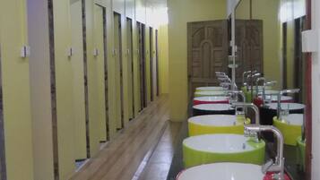 Shower, free toiletries, hair dryer, slippers