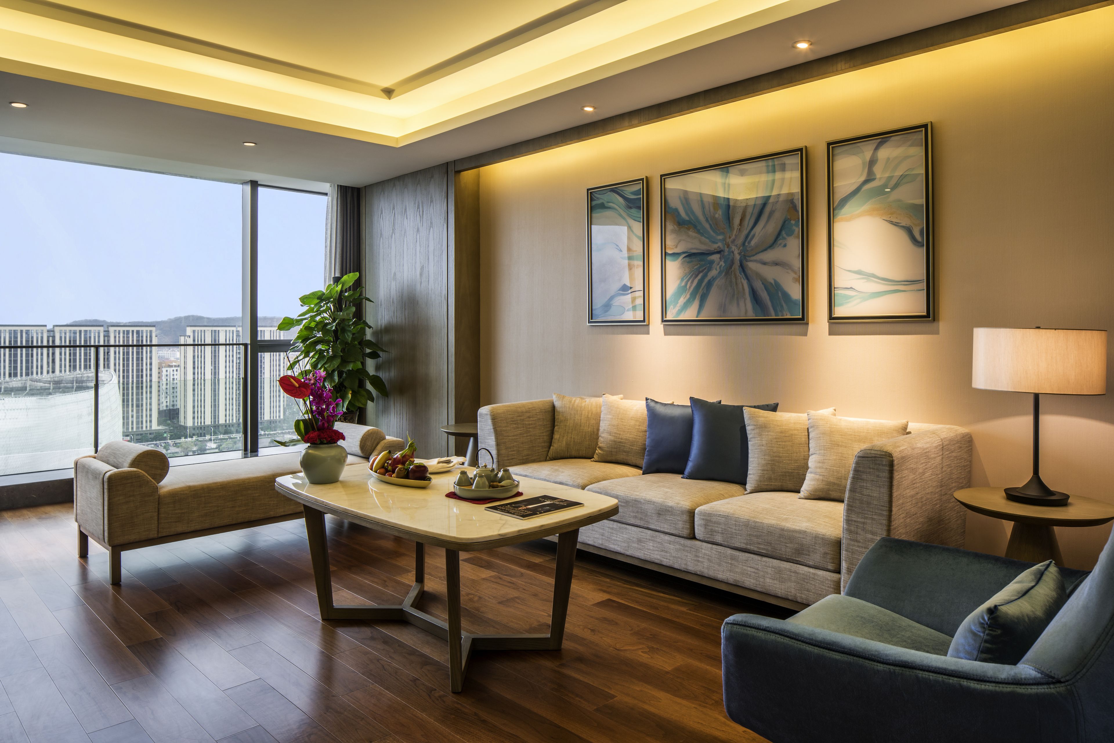 Superior Suite, 1 King Bed, Club Lounge Access, Sea View | Living room | LED TV