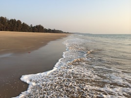 On the beach, sun loungers, beach volleyball