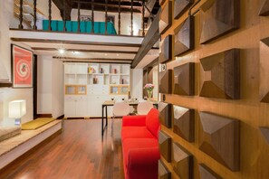 Duplex, 2 Bedrooms | Living area | Flat-screen TV, fireplace - Rome as you feel - Chiavari 38 Apartment (Rome)