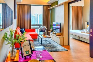 42-inch Smart TV with premium TV channels, TV, fireplace - Platinum Suites AT Swiss Garden (Kuala Lumpur)