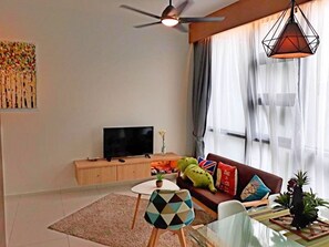 42-inch Smart TV with premium TV channels, TV, fireplace - Platinum Suites AT Swiss Garden (Kuala Lumpur)