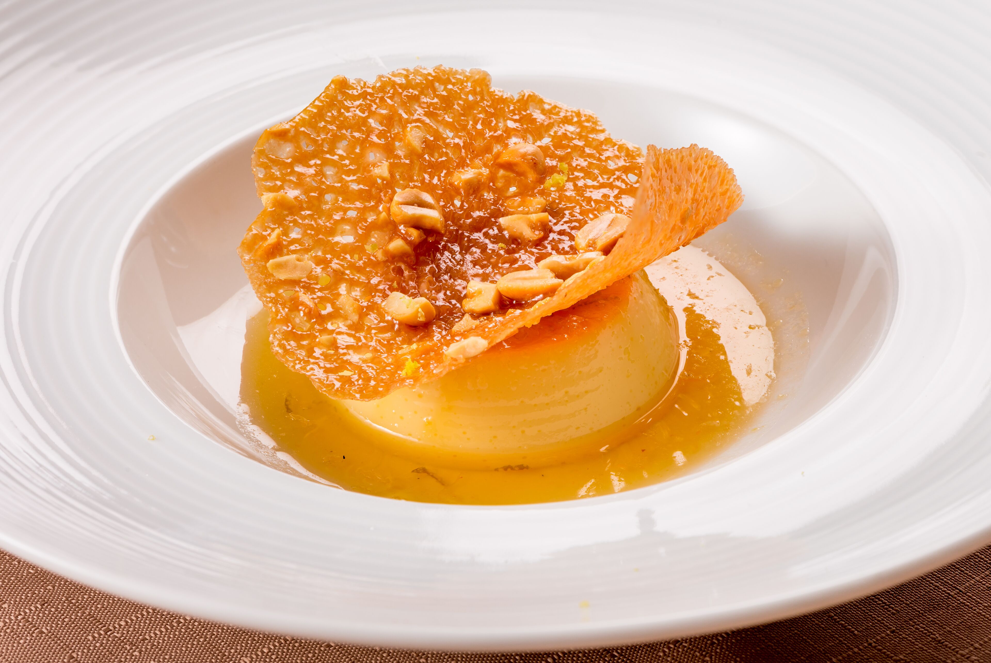 A dessert on a white plate.