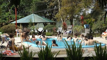 Outdoor pool, open 8 AM to 10 PM, pool umbrellas, sun loungers