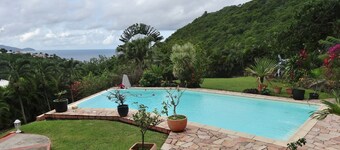 Grand studio, VUE MER,  365 euros/semaine, clim, piscine, terrasse, jardin.