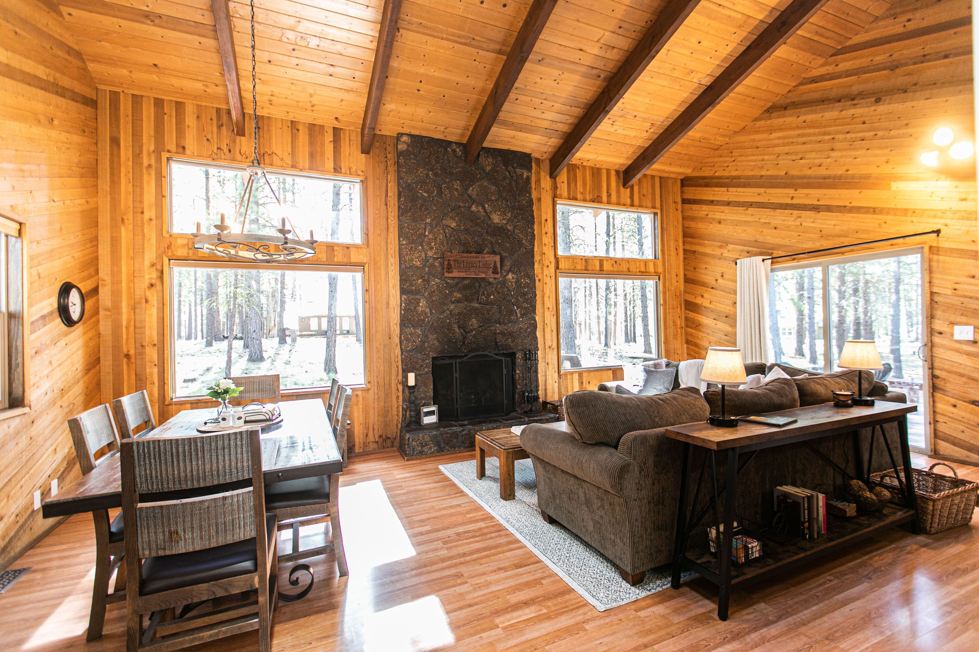 Smart TV, chimenea, reproductor de DVD y libros 